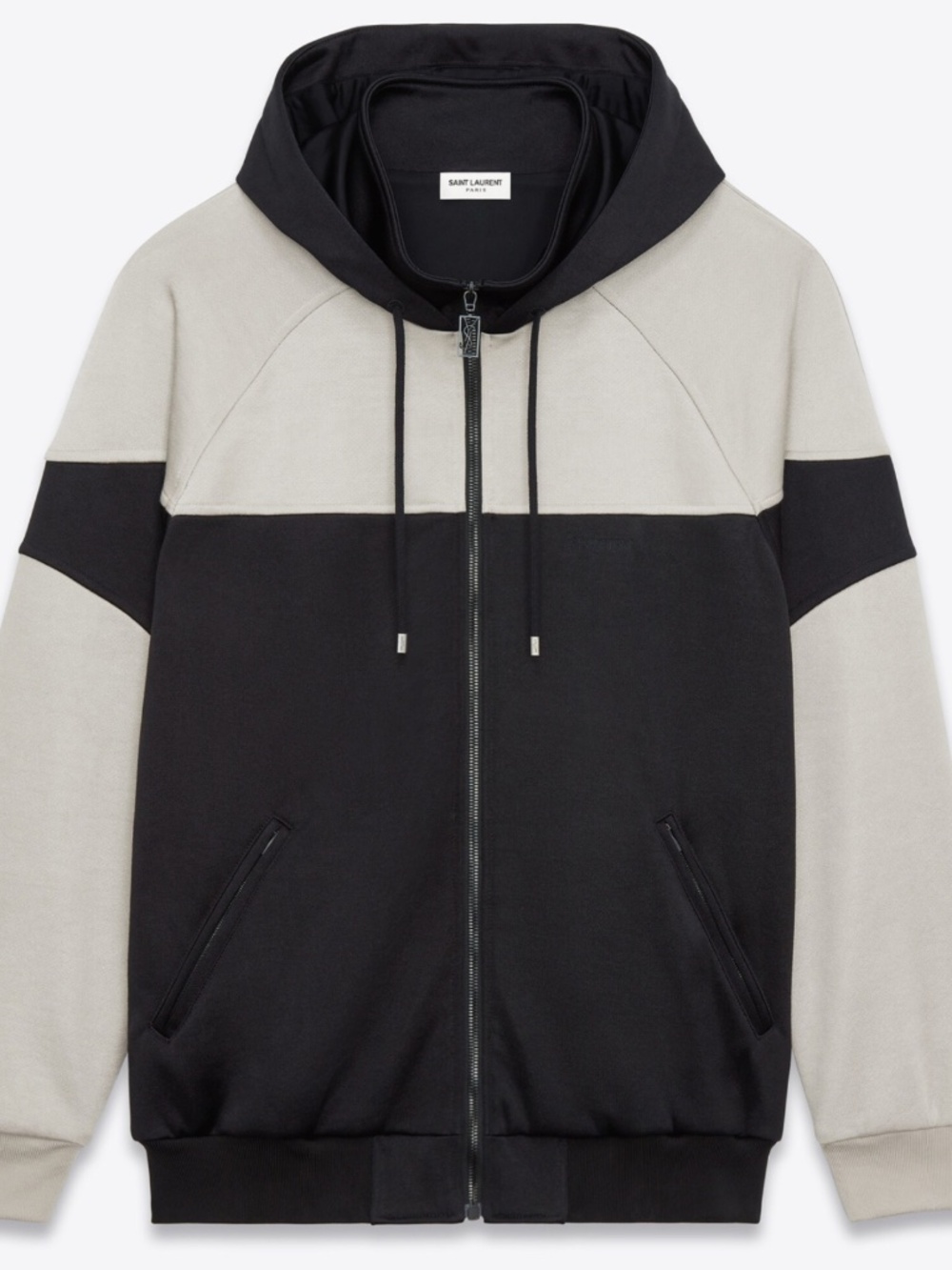 Saint Laurent YSL Teddy Track 2Tone Embroidered Logo Zip Hoodie Jacket XXL